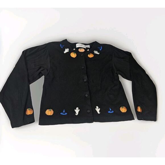 The Eagle’s Eye 90s Vintage Halloween Embroidered Sweater Small Pumpkin Ghost - Picture 1 of 10